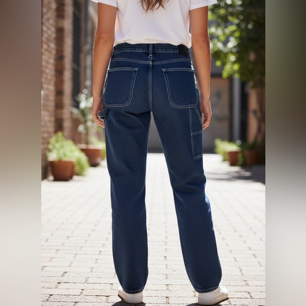 GRLFRND Indigo Straight Leg Carpenters Painters Jeans - Picture 3 of 10